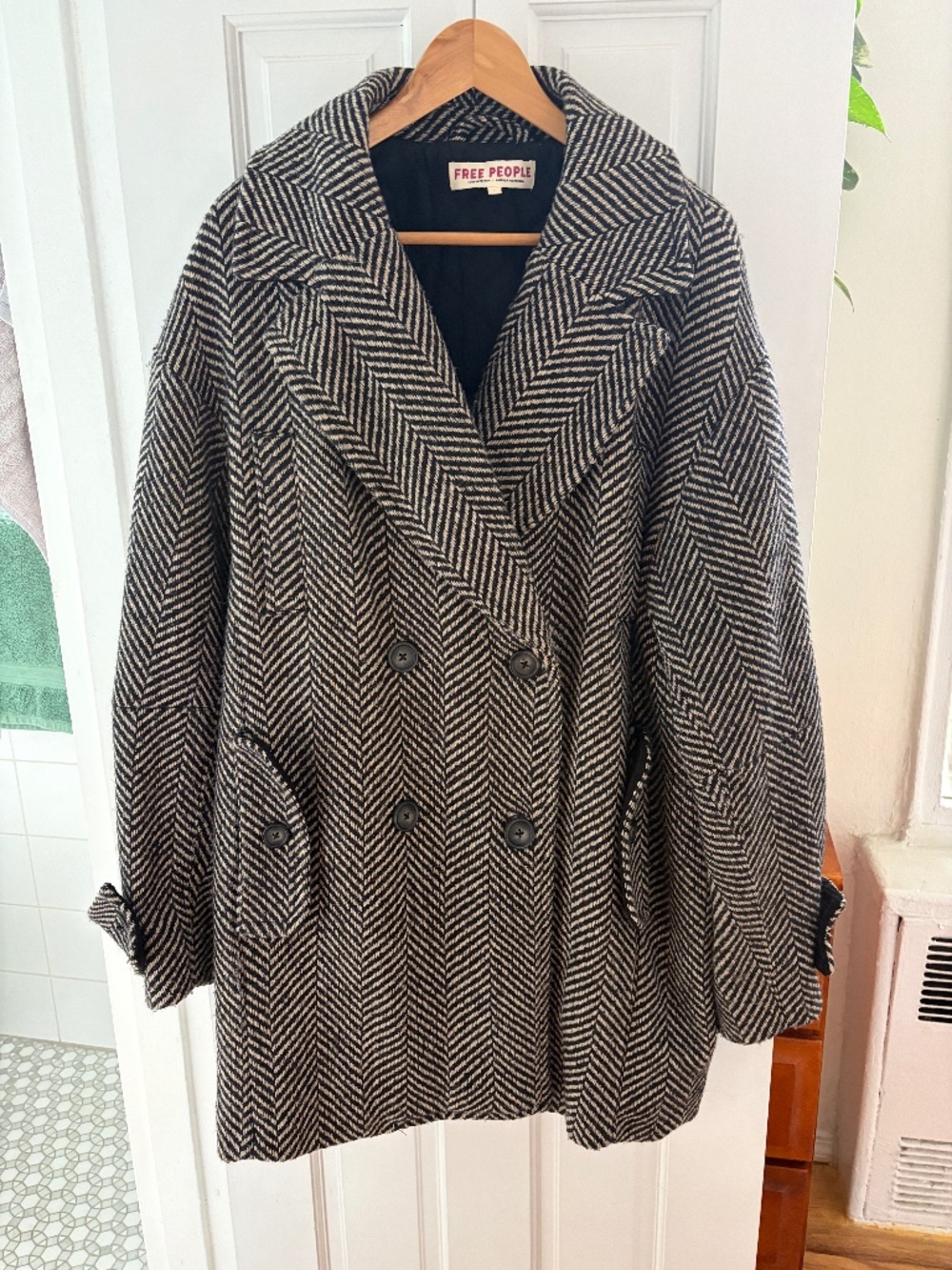 Free People Ari Herringbone Pea Coat